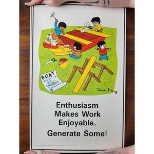 1986 Positive Attitude Poster #529 - Economics Press - Ted Key - Enthusiasm boat